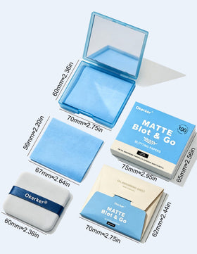 Okerker oil blotting papers on a makeup table