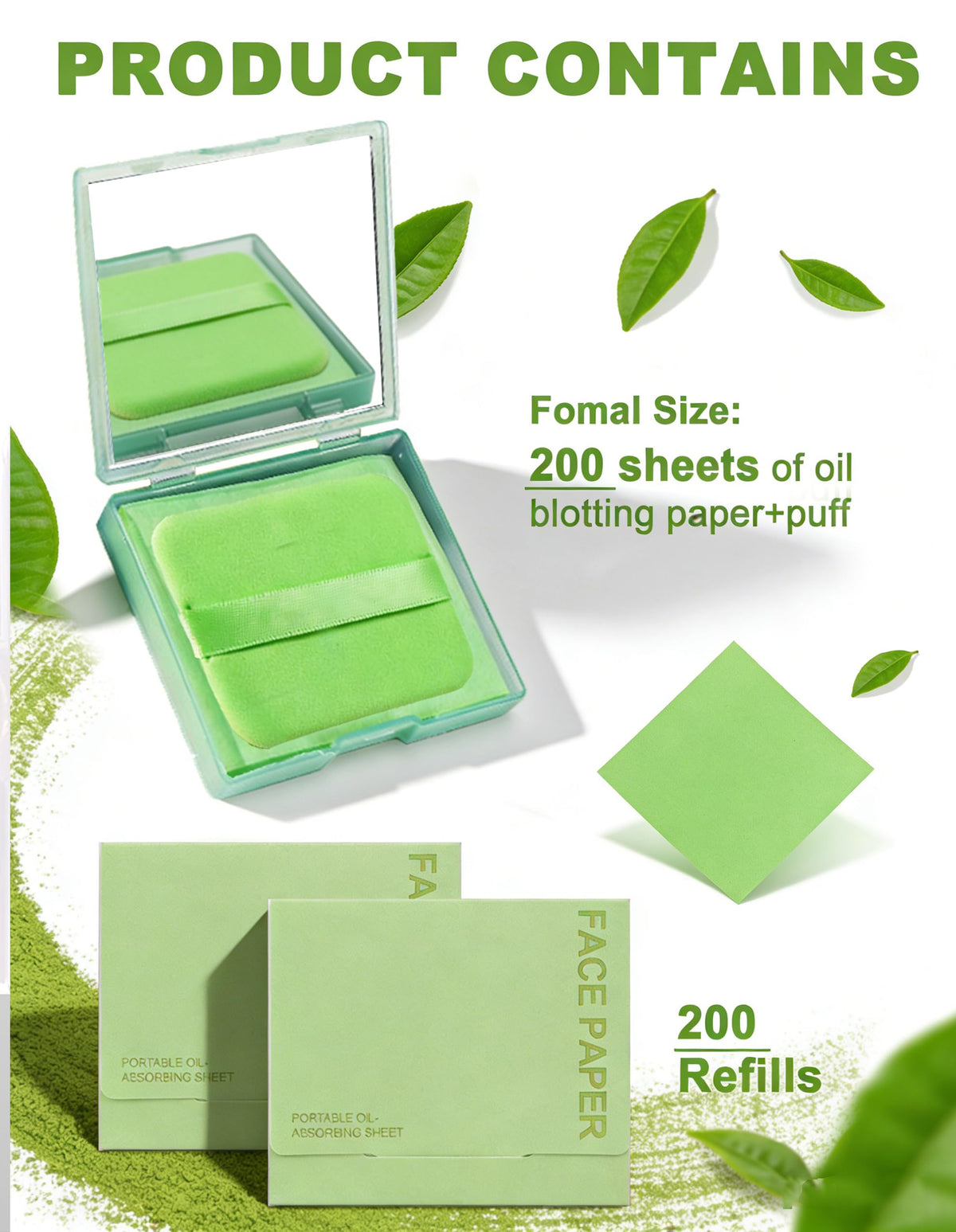 Okerker Oil Blotting Papers showing adhesive paper and puff