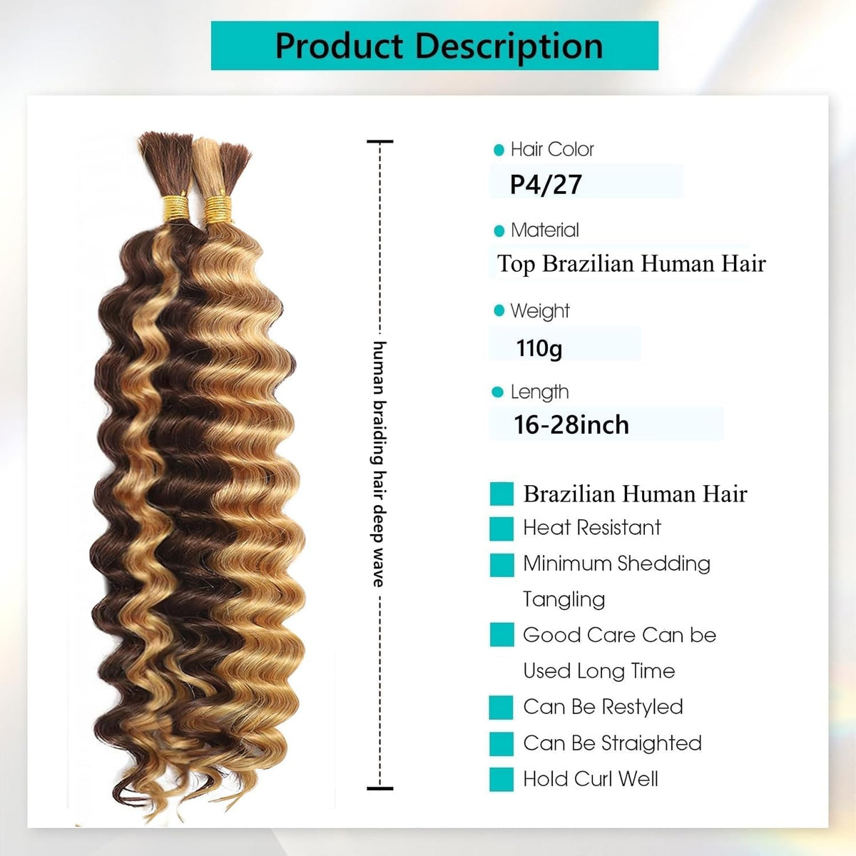 OKVOKV 16 Inch Curly Wave Hair Bundle side view
