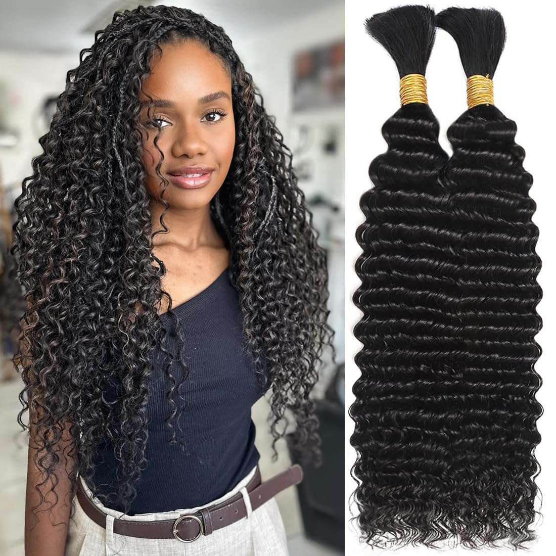 OKVOKV 22 Inch Curly Wave Human Hair front view