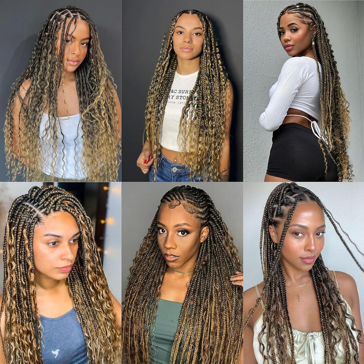 OKVOKV Boho Braids Human Hair 22 Inch curly deep wave loose bundle
