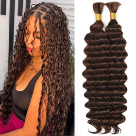 OKVOKV Boho Hair Braiding Deep Wave 16 Inch Bulk Bundle front view