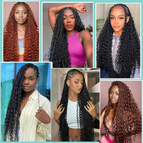 OKVOKV Boho Hair for Braiding 16 Inch Deep Wave loose bundles
