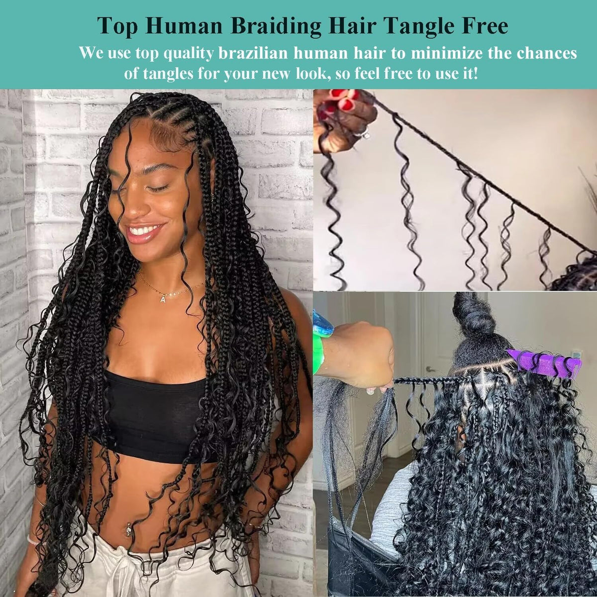 OKVOKV Boho Hair for Braiding 20 Inch bundle back view