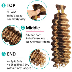 OKVOKV Human Braiding Hair 18 Inch Curly Deep Wave Bundle side view