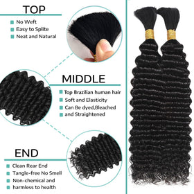 OKVOKV Human Braiding Hair 20 Inch Deep Curly Wave close-up of texture