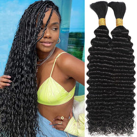 OKVOKV Human Braiding Hair 20 Inch Deep Curly Wave front view