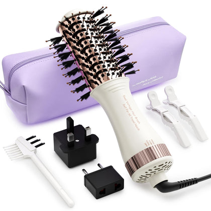 Olaermoso hair dryer brush front view with Nano Titanium barrel