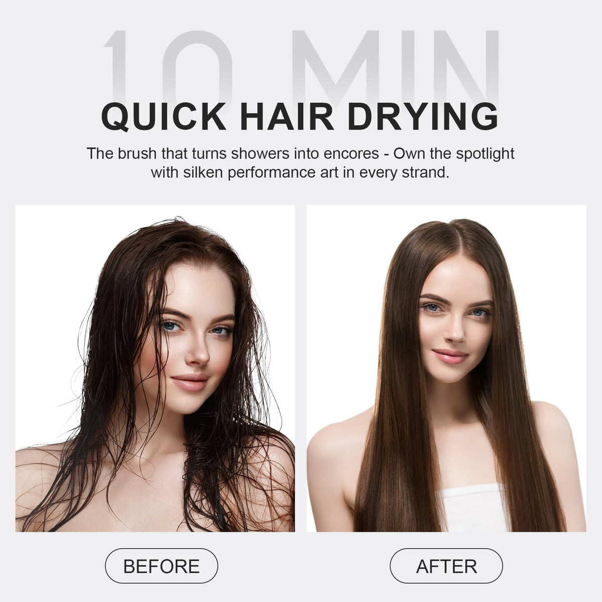 Olaermoso hair dryer brush in use with styled hair