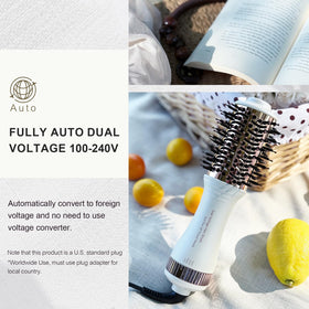 Olaermoso hair dryer brush side view showcasing heat settings