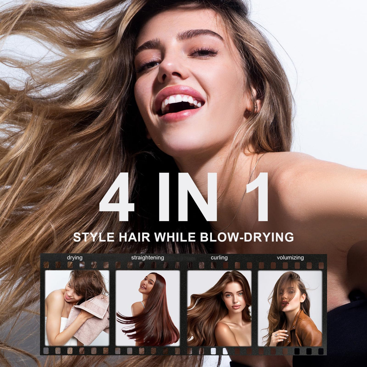 Olaermoso hair dryer brush with EU and UK plugs