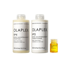 Olaplex Wash & Shine Hair Kit front view with shampoo and conditioner