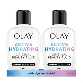Olay Active Hydrating Beauty Fluid Lotion front view 4 oz bottle