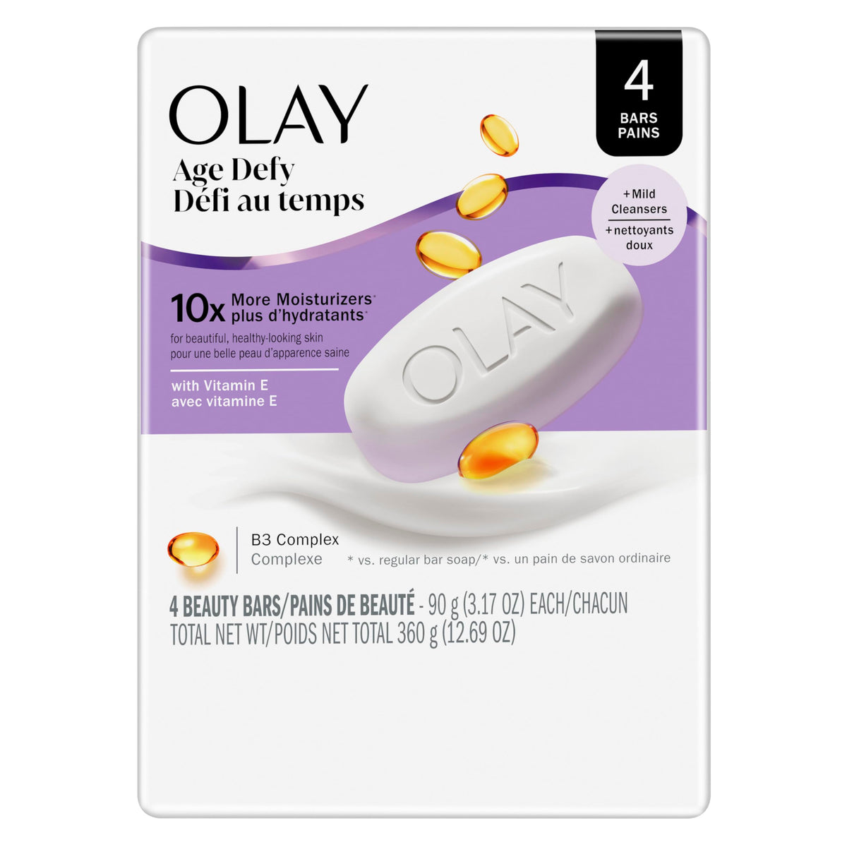 Olay Beauty Bar Age Defying front view with packaging