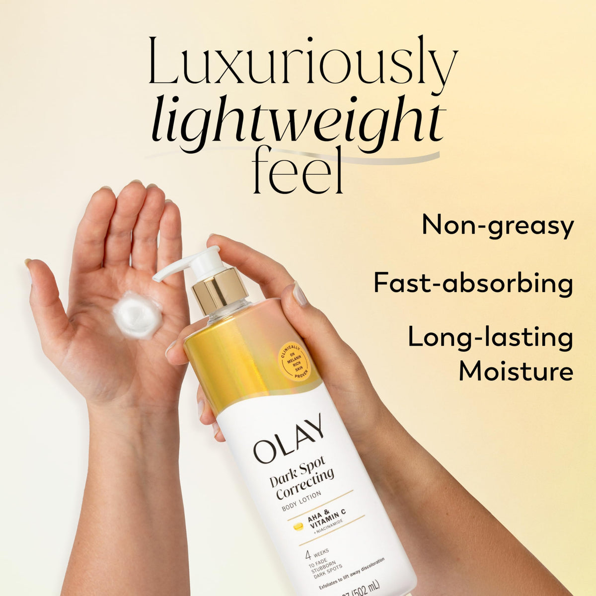 Olay Body Lotion 17 fl oz back view showing ingredient list