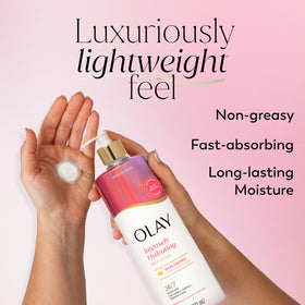 Olay Body Lotion back view with ingredient list