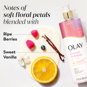 Olay Body Lotion being applied to a hand