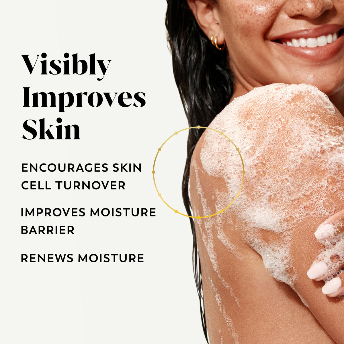 Olay Body Wash bottle side view with label details