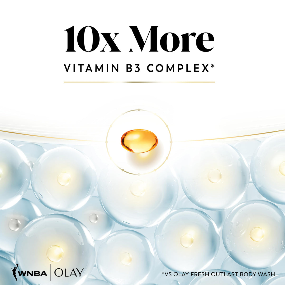 Olay Body Wash Victory Vibes Vanilla on a shower shelf
