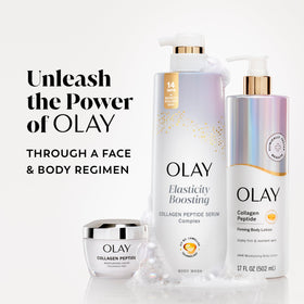 Olay Body Wash with fresh ingredients background