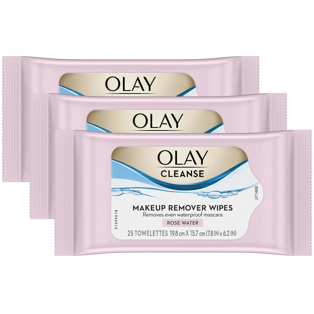 Olay Cleanse Makeup Remover Wipes front view with Rose Water scent
