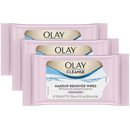 Olay Cleanse Makeup Remover Wipes front view with Rose Water scent