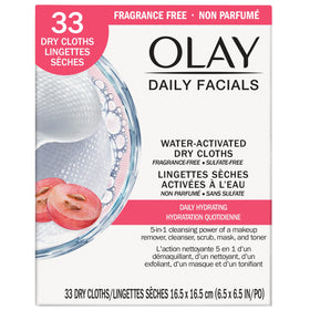 Olay Daily Facials Normal & Dry Refill package front view with 33 cloths