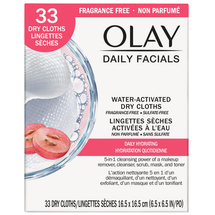 Olay Daily Facials Normal & Dry Refill package front view with 33 cloths