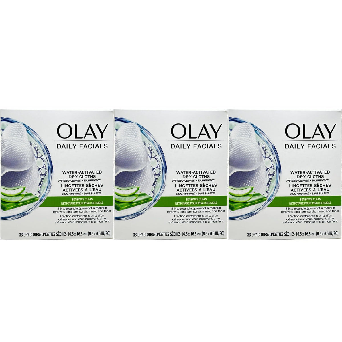 Olay Daily Gentle Clean 5-in-1 Cloths front view packaging