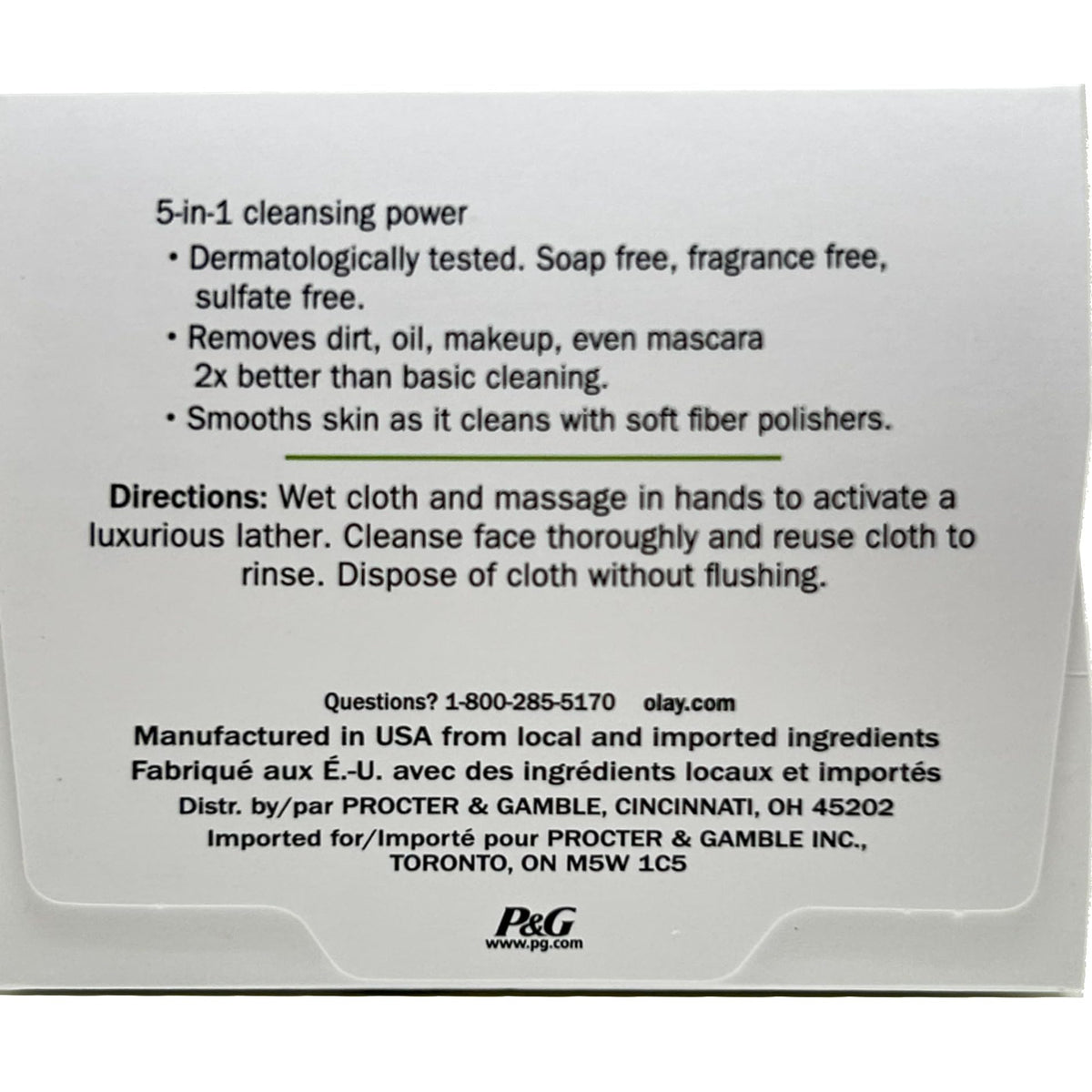Olay Daily Gentle Clean 5-in-1 Cloths in a travel bag