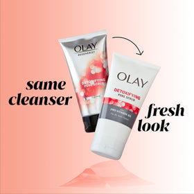 Olay Detoxifying Pore Scrub 5 oz on a countertop