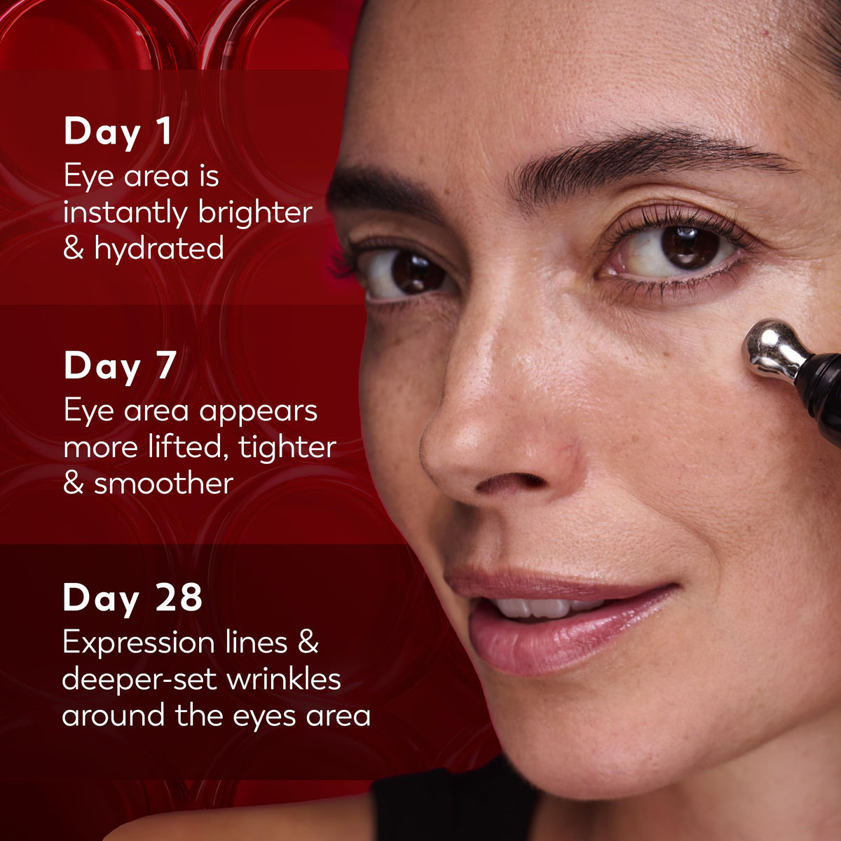 Olay Eye Cream Roller with texture on skin