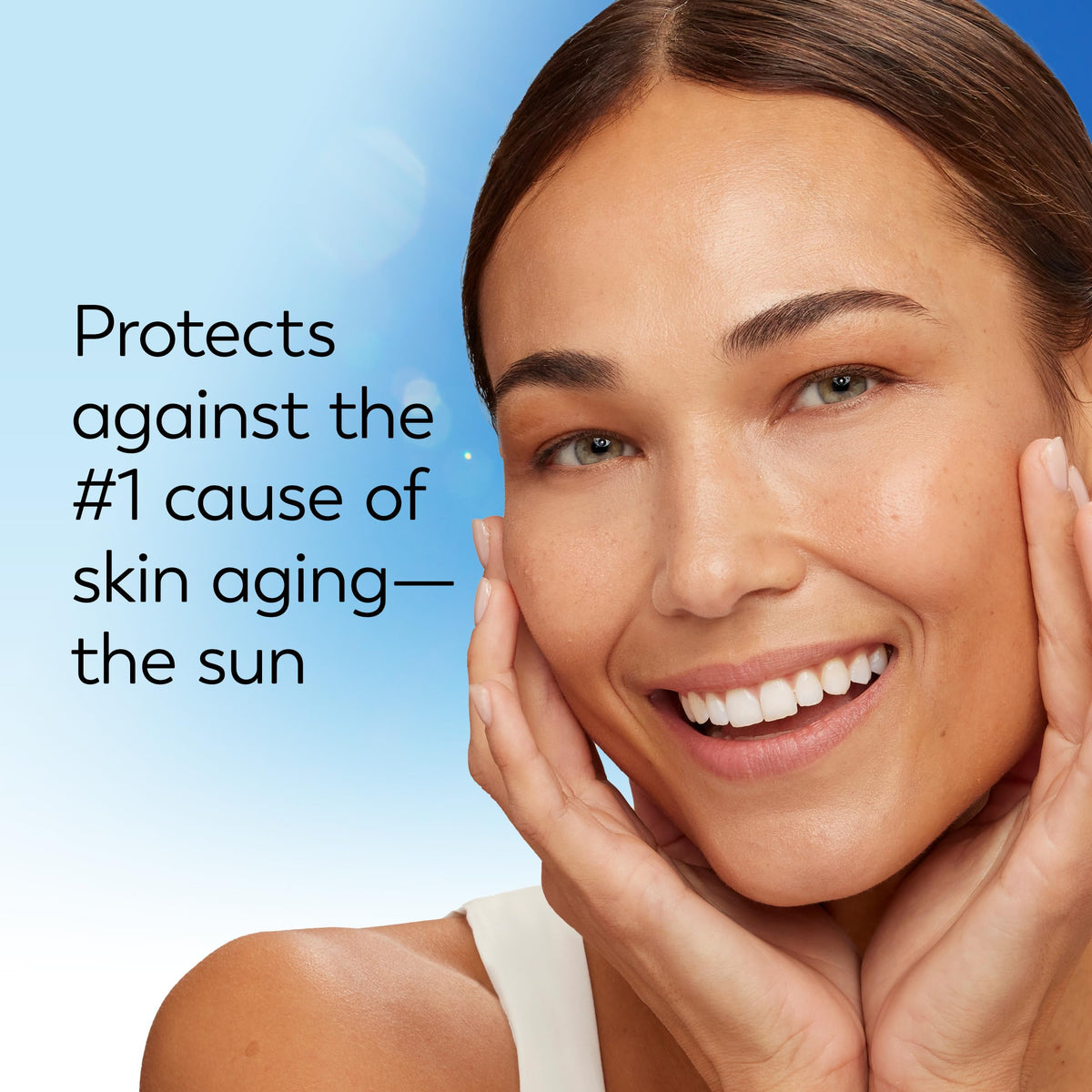 Olay Face Moisturizer SPF 30 applied on skin, showing non-greasy finish