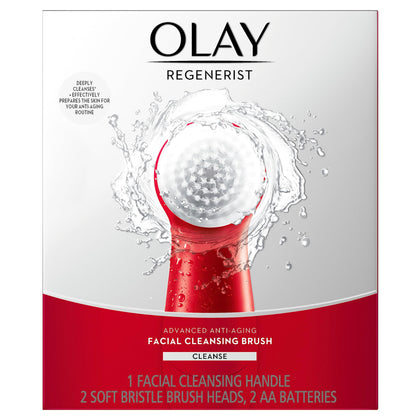Olay Facial Cleansing Brush Regenerist front view with two brush heads