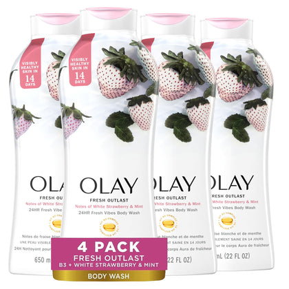 Olay Fresh Outlast White Strawberry & Mint Body Wash front view
