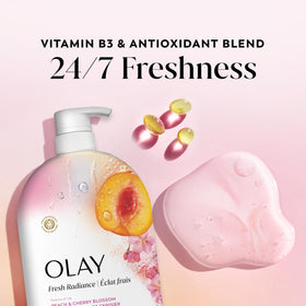 Olay Fresh Radiance Body Wash 35 fl oz side view with pump
