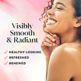 Olay Fresh Radiance Body Wash bottle side view showing ingredients