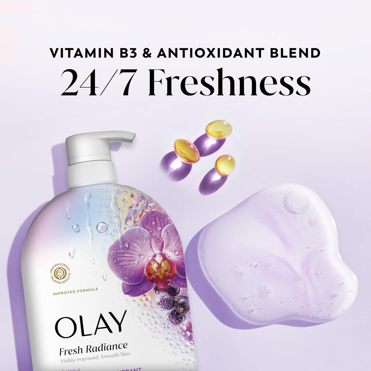 Olay Fresh Radiance Body Wash texture in a lather