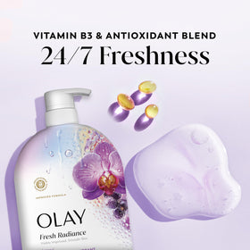 Olay Fresh Radiance Body Wash texture in a lather