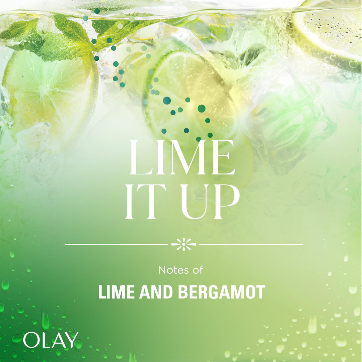 Olay Lime It Up Body Wash in a shower setting