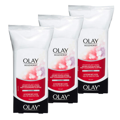 Olay Makeup Remover Wipes Micro-Exfoliating 3 Pack front view