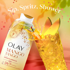Olay Mango Tango Body Wash lathering on skin