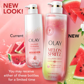 Olay Melon Spritz Body Wash packaging details