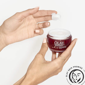 Olay Regenerist Whip Face Moisturizer application on skin