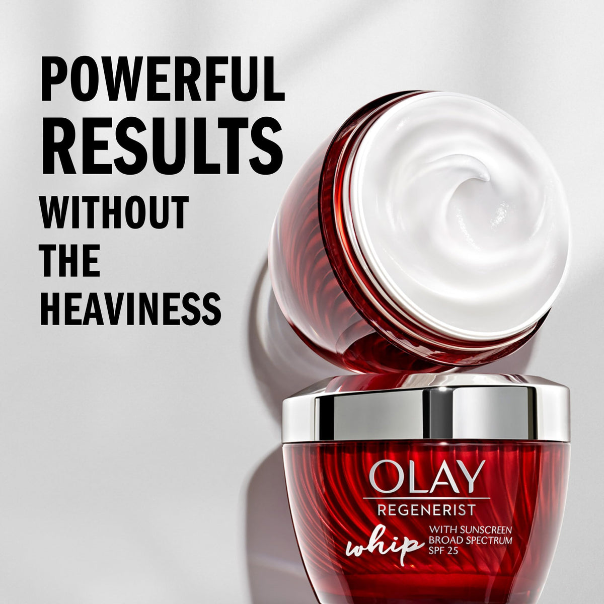 Olay Regenerist Whip Face Moisturizer side view, showing texture