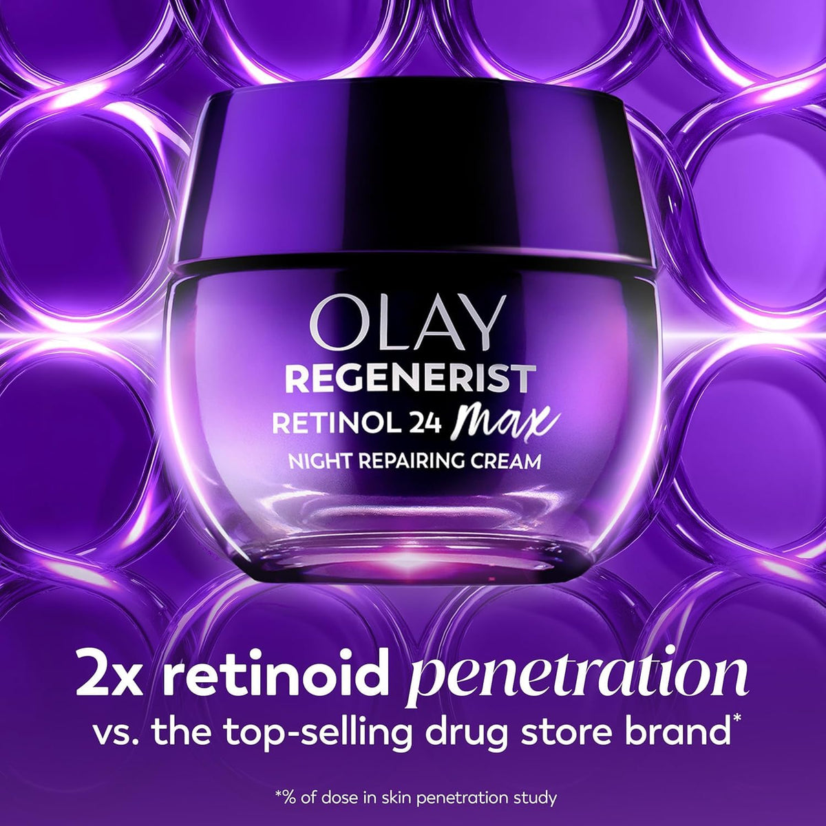 Olay Retinol Night Cream MAX 1.7oz on a bathroom counter
