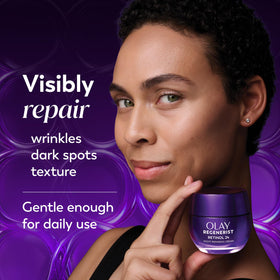 Olay Retinol Night Cream packaging with ingredients list