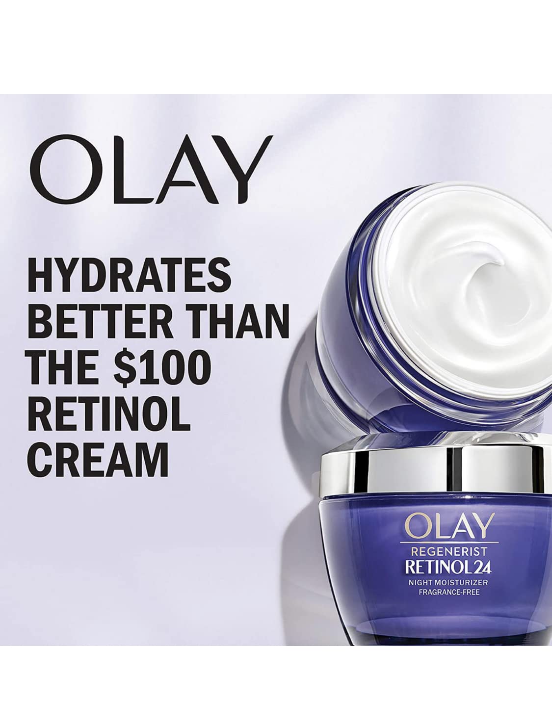 Olay Retinol + Peptide 24 Night Moisturiser with ingredients list