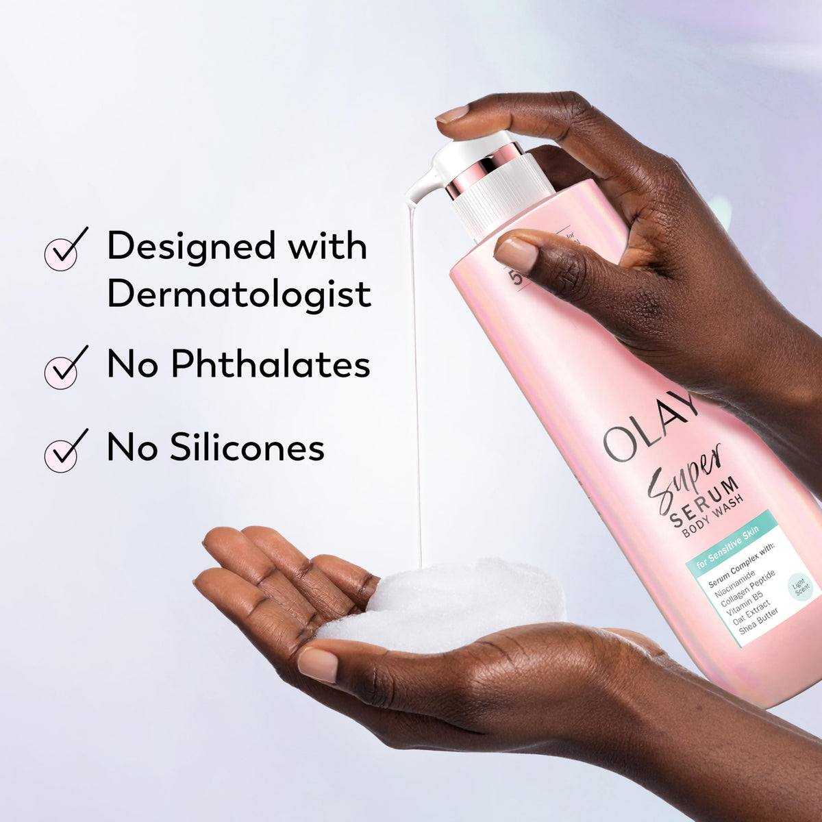 Olay Super Serum Body Wash with soft towels