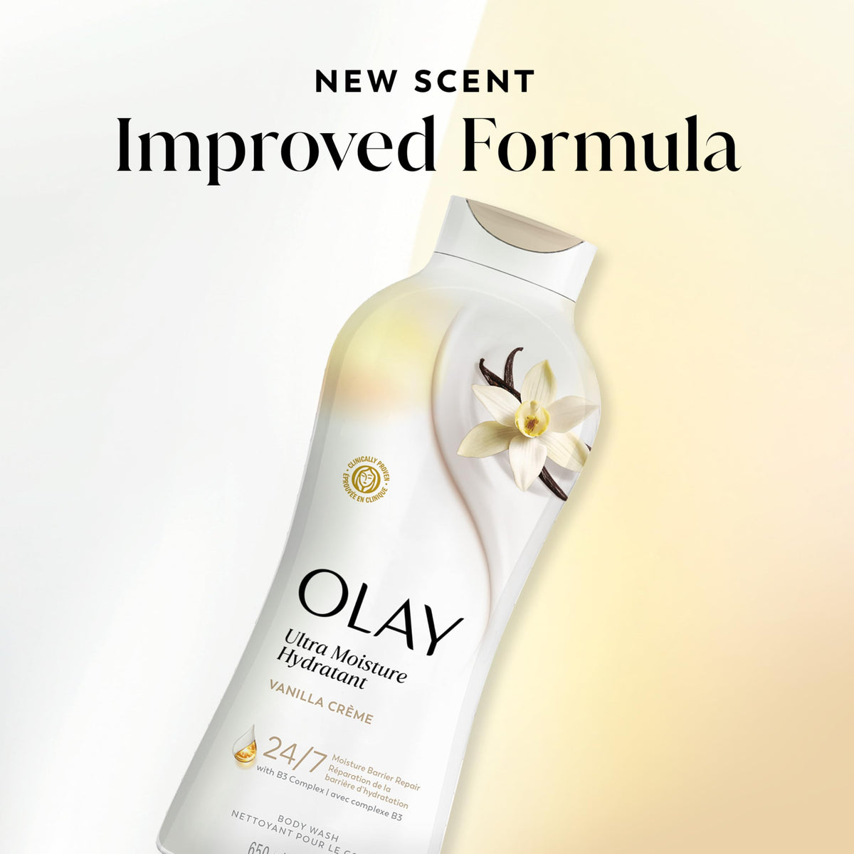 Olay Ultra Moisture Body Wash 22 fl oz Vanilla Creme packaging detail